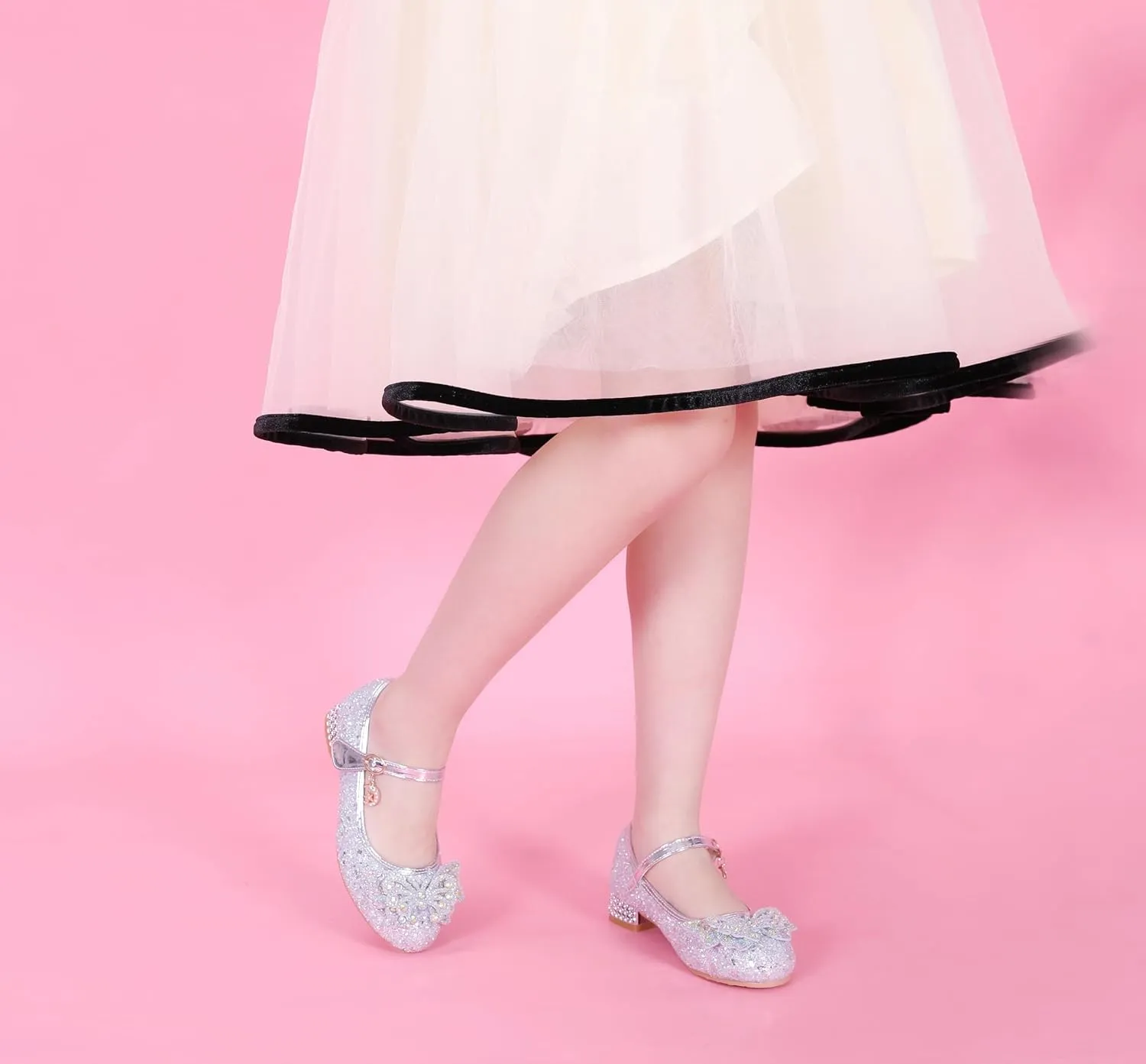 Girls Dress Shoes Low Heels School Uniform Mary Jane Flower Wedding Party Bridesmaids Princess Dance Shoe for Kid Toddler