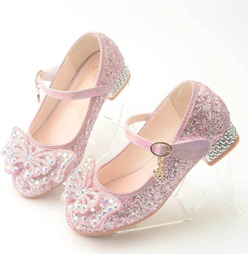 Girls Dress Shoes Low Heels School Uniform Mary Jane Flower Wedding Party Bridesmaids Princess Dance Shoe for Kid Toddler