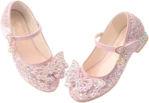 Girls Dress Shoes Low Heels School Uniform Mary Jane Flower Wedding Party Bridesmaids Princess Dance Shoe for Kid Toddler