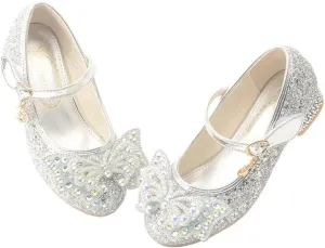 Girls Dress Shoes Low Heels School Uniform Mary Jane Flower Wedding Party Bridesmaids Princess Dance Shoe for Kid Toddler