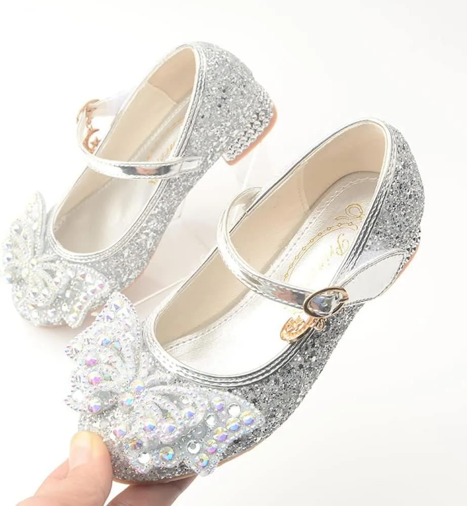 Girls Dress Shoes Low Heels School Uniform Mary Jane Flower Wedding Party Bridesmaids Princess Dance Shoe for Kid Toddler