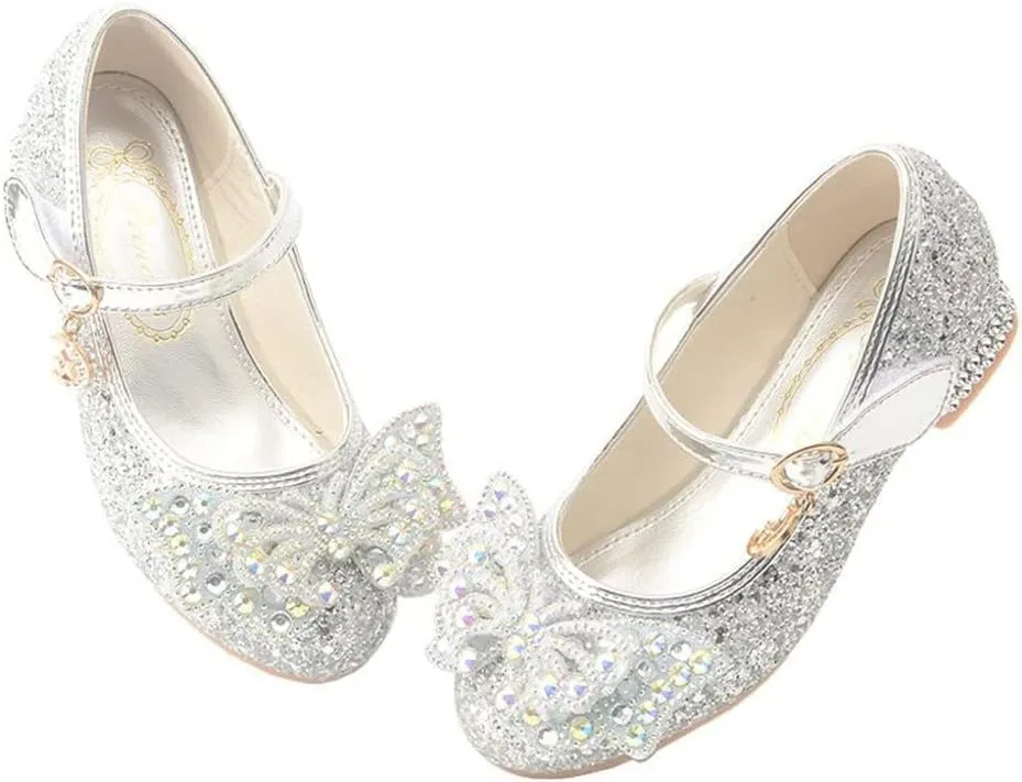 Girls Dress Shoes Low Heels School Uniform Mary Jane Flower Wedding Party Bridesmaids Princess Dance Shoe for Kid Toddler