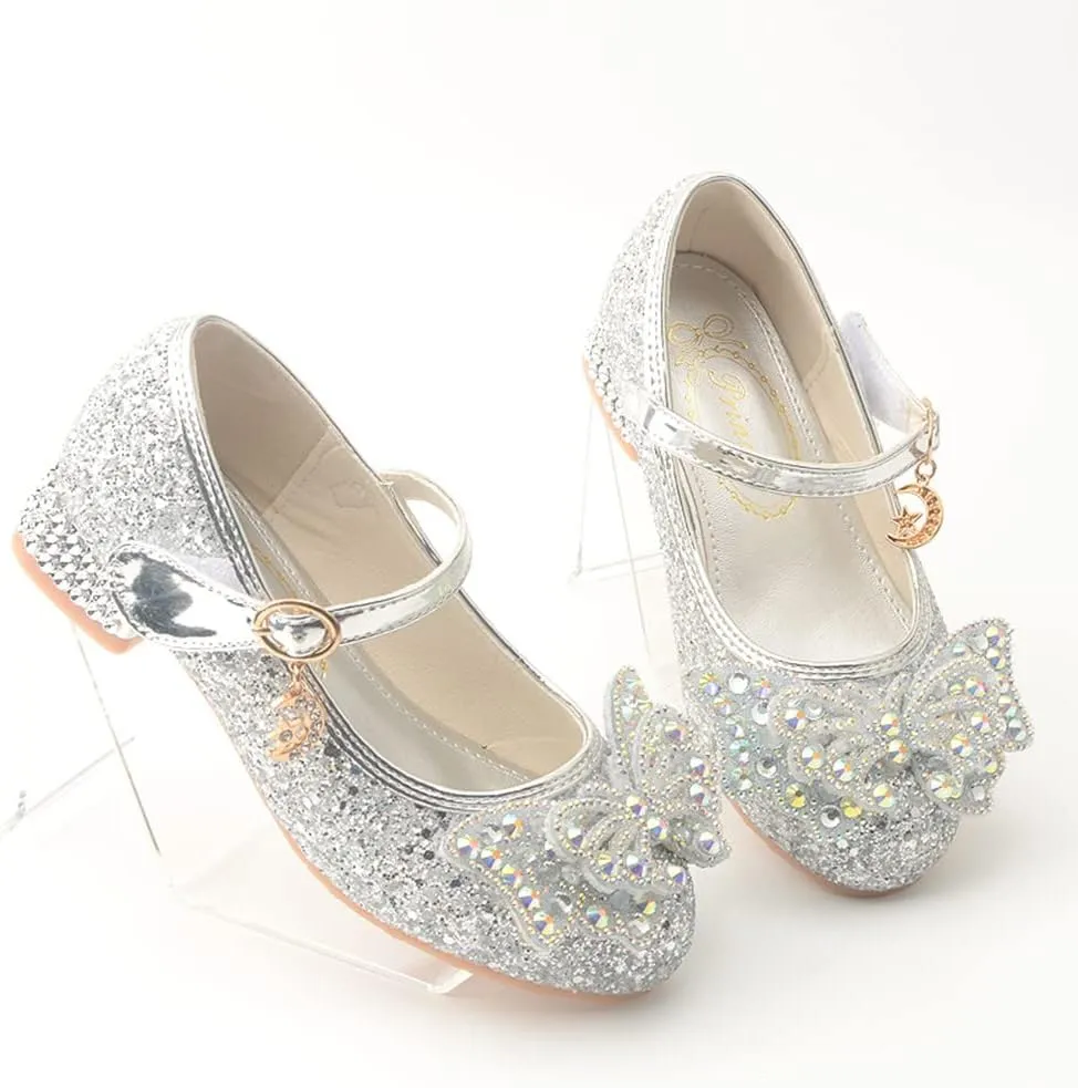 Girls Dress Shoes Low Heels School Uniform Mary Jane Flower Wedding Party Bridesmaids Princess Dance Shoe for Kid Toddler