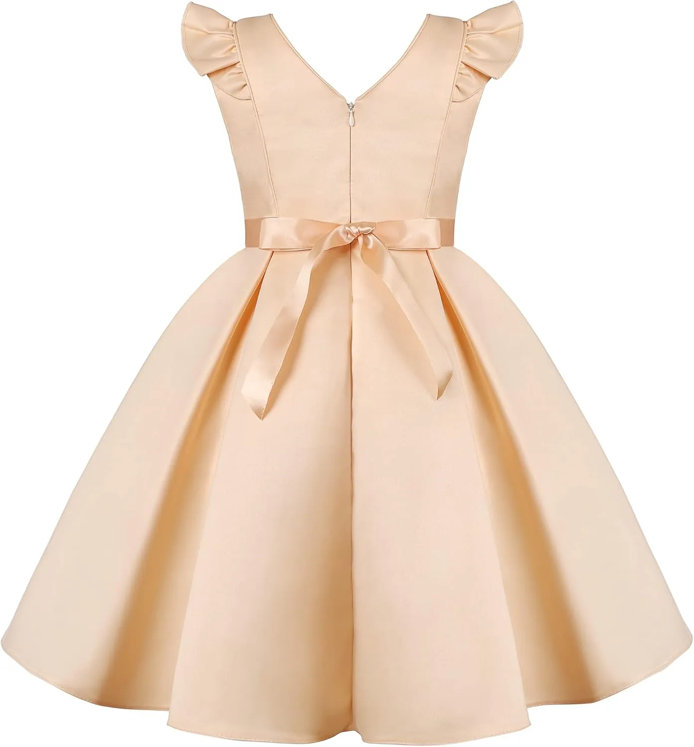 Girls Dress Sloping Shoulder Bridesmaid Wedding Princess Children's Bow Birthday Ball Party Show Evening Lavender