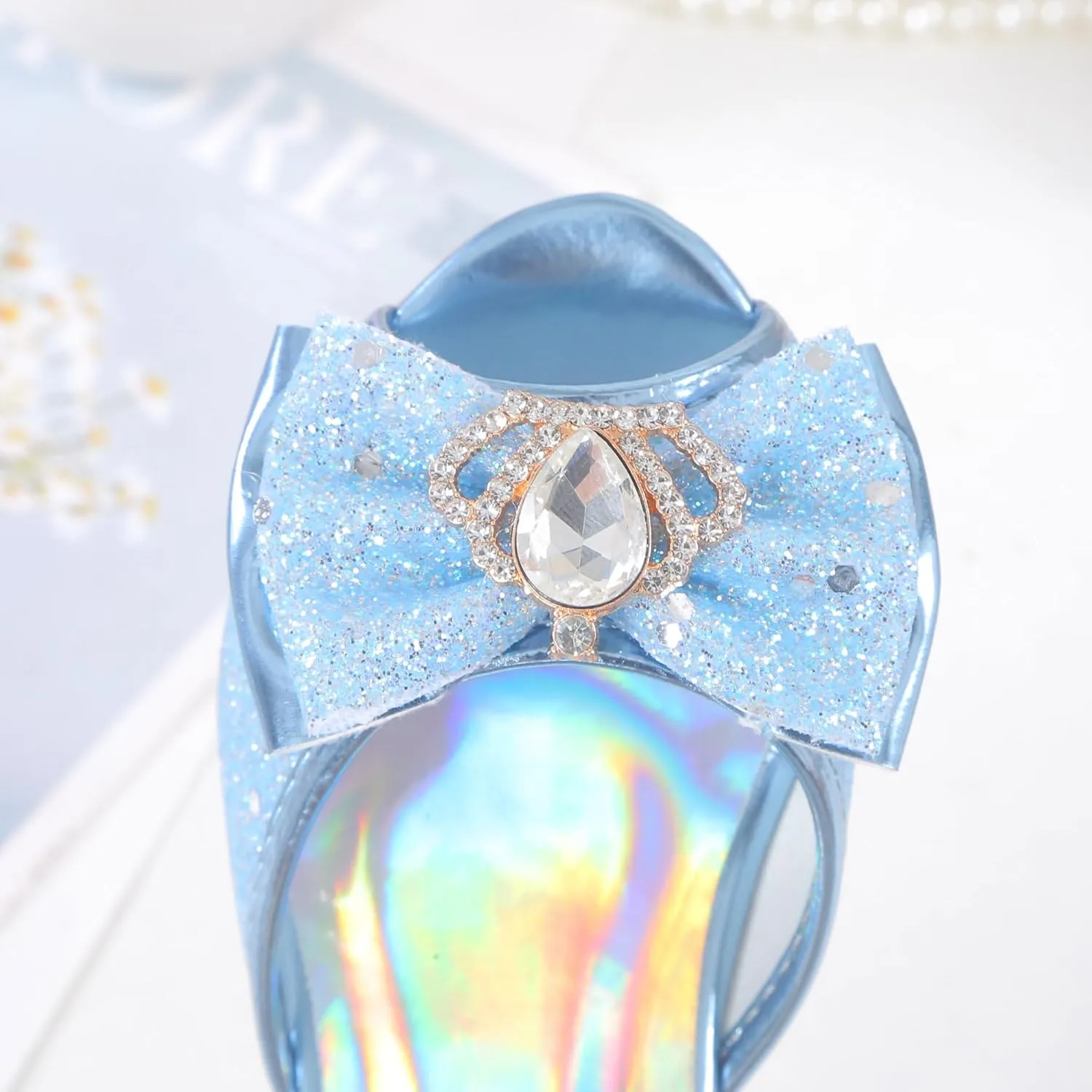 Girls Shoes Sparkle Mary Jane Low Heel Princess Flower Wedding Party Dress Shoes