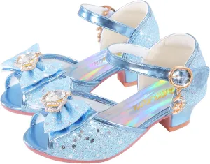 Girls Shoes Sparkle Mary Jane Low Heel Princess Flower Wedding Party Dress Shoes