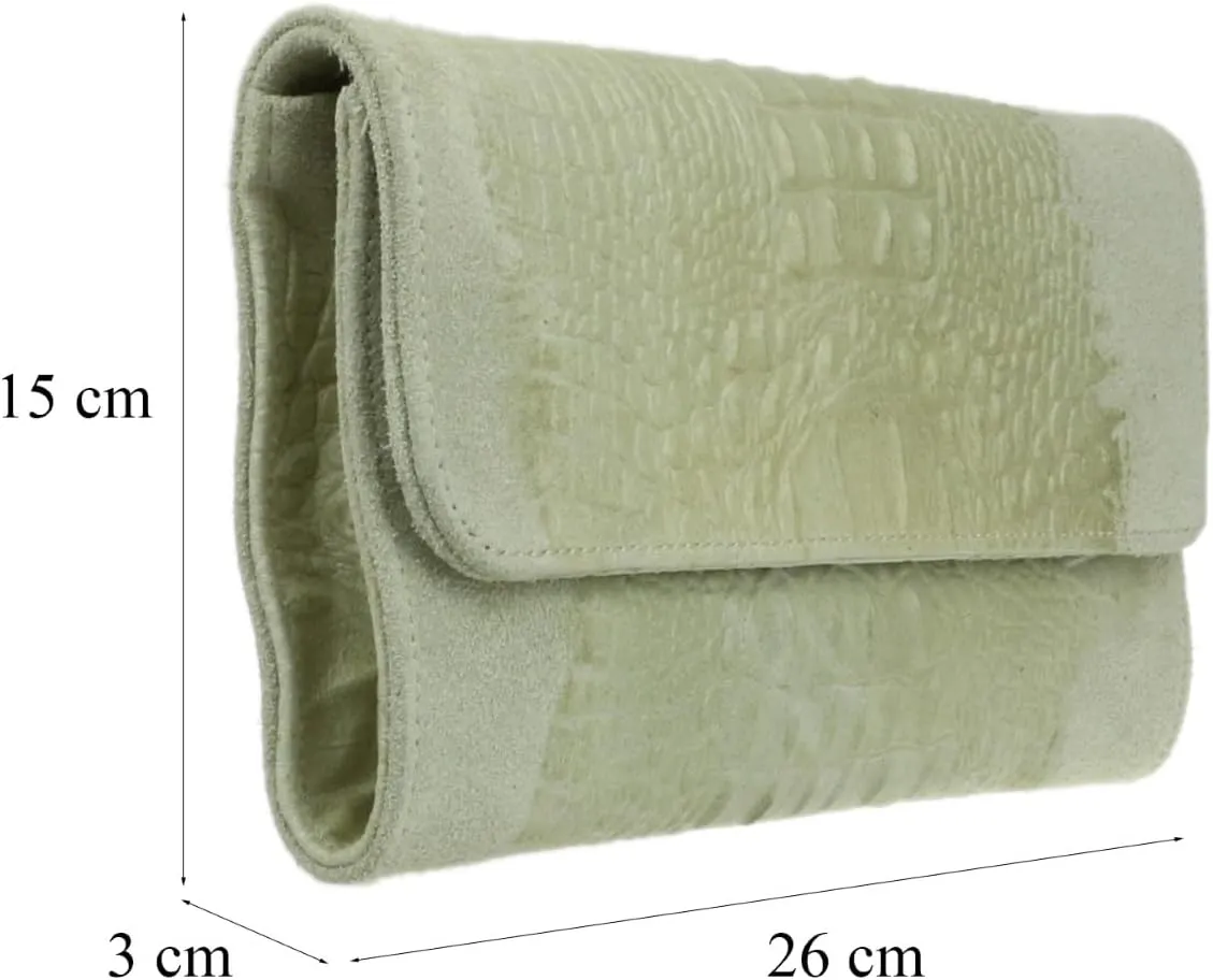 Girly HandBags Womens Crocodile Suede Clutch Bag