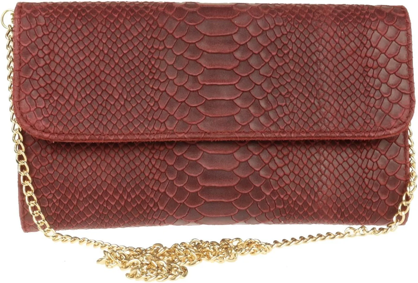 Girly HandBags Womens Italian Leather Snake Print Suede Clutch Bag