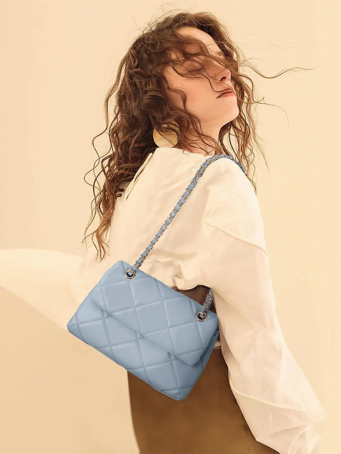 Gladdon Quilted Crossbody Purses for Women Small Ladies Shoulder Bags with Chain Trendy Clutch Purse Cute Designer Bag