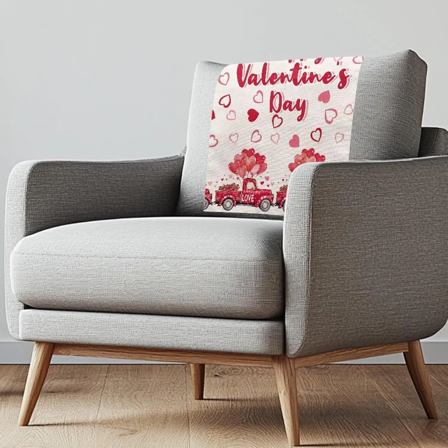GLENLCWE Happy Valentines Day Truck Flower Recliner Headrest Protector Non Slip Chair Headrest Cover Wrinkle Resistant Sofa Headrest Slipcovers for Living Room 3 pcs