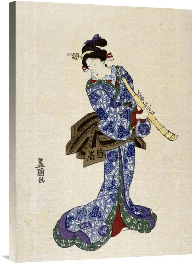 Global Gallery Budget Utagawa Toyokuni Shakuhachi Gallery Wrap Giclee on Canvas Wall Art Print