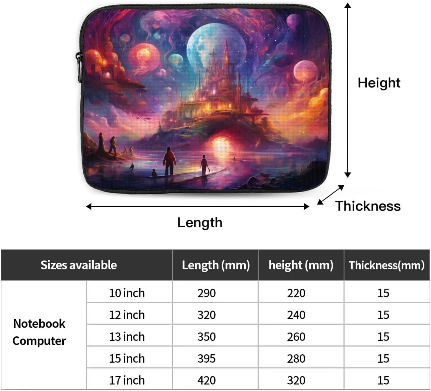 Glowing Mystery Castle Laptop Inner Bag Laptop Sleeve Case Briefcase Carrying Laptop Cover