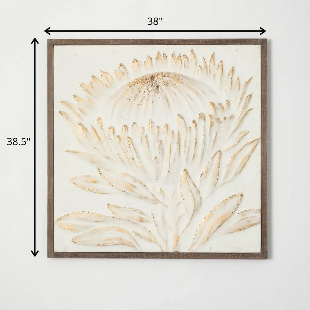Gold-Brushed Raised Protea Art