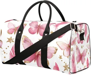 Golden Star Butterfly Travel Duffel bag for Men Women Weekender Overnight Bag Gym Bag Carry On Luggage Bags for Yoga Workout Sports