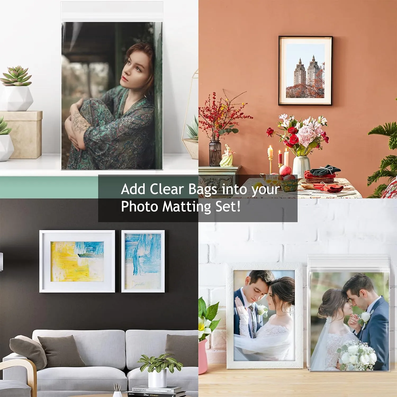 Golden State Art, 50 Pack Clear Bags for 11x17 Mats, Pictures, Acid-Free, 11 3/7" x17 1/2"