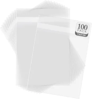 Golden State Art, Pack of 100 11 3/8" x 14 3/16" Acid-Free Crystal Clear Sleeves Storage Bags for 11x14 Prints/Photos/Framing Mat Mattes/Documents