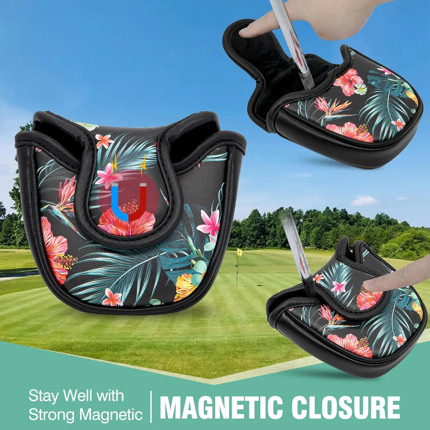 Golf Club Covers Black Putter Cover Driver Covers Fairway Wood Headcover Hybrid Covers 3 Wood Headcovers Leather Mallte Putter Cover Golf Headcover for All Brand