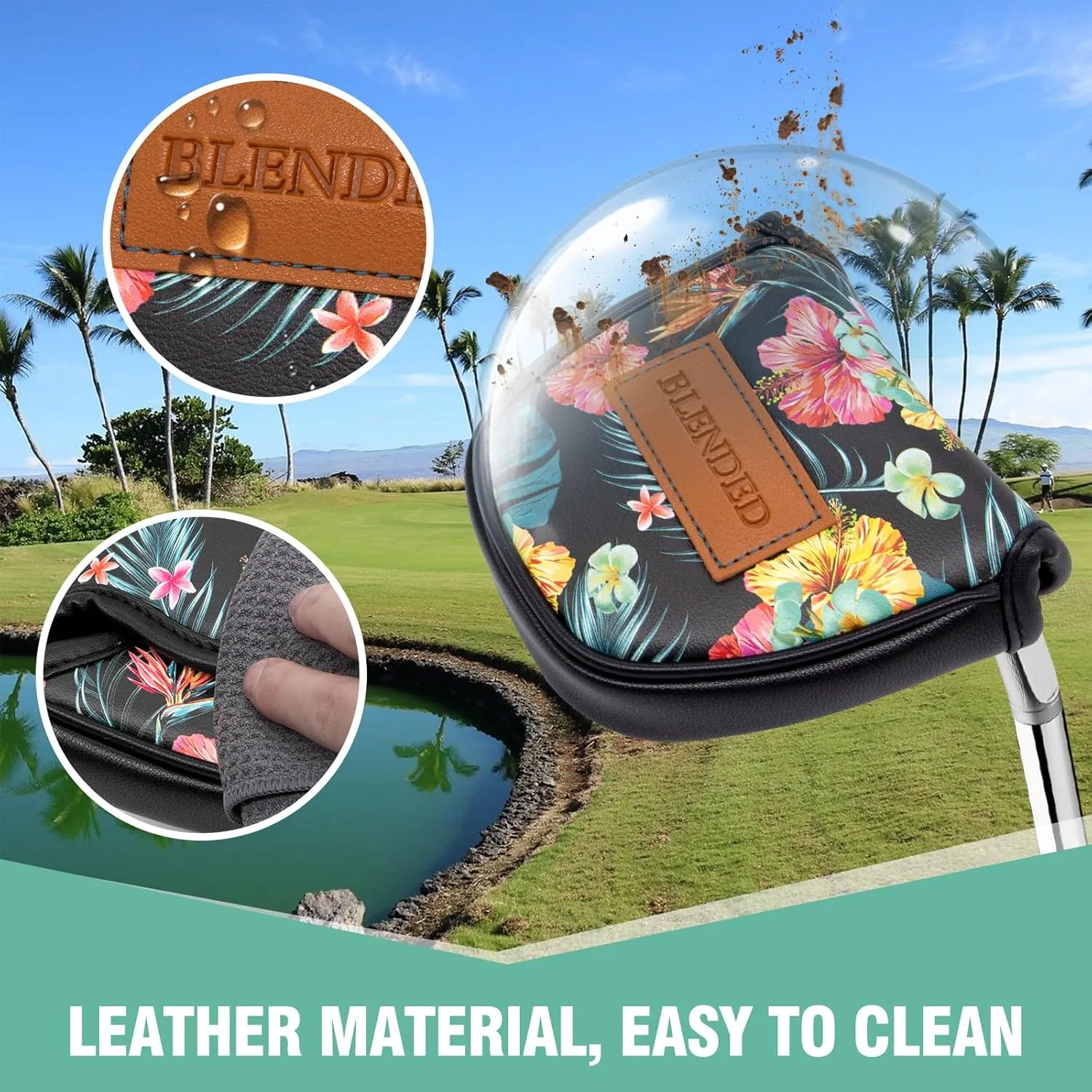 Golf Club Covers Black Putter Cover Driver Covers Fairway Wood Headcover Hybrid Covers 3 Wood Headcovers Leather Mallte Putter Cover Golf Headcover for All Brand