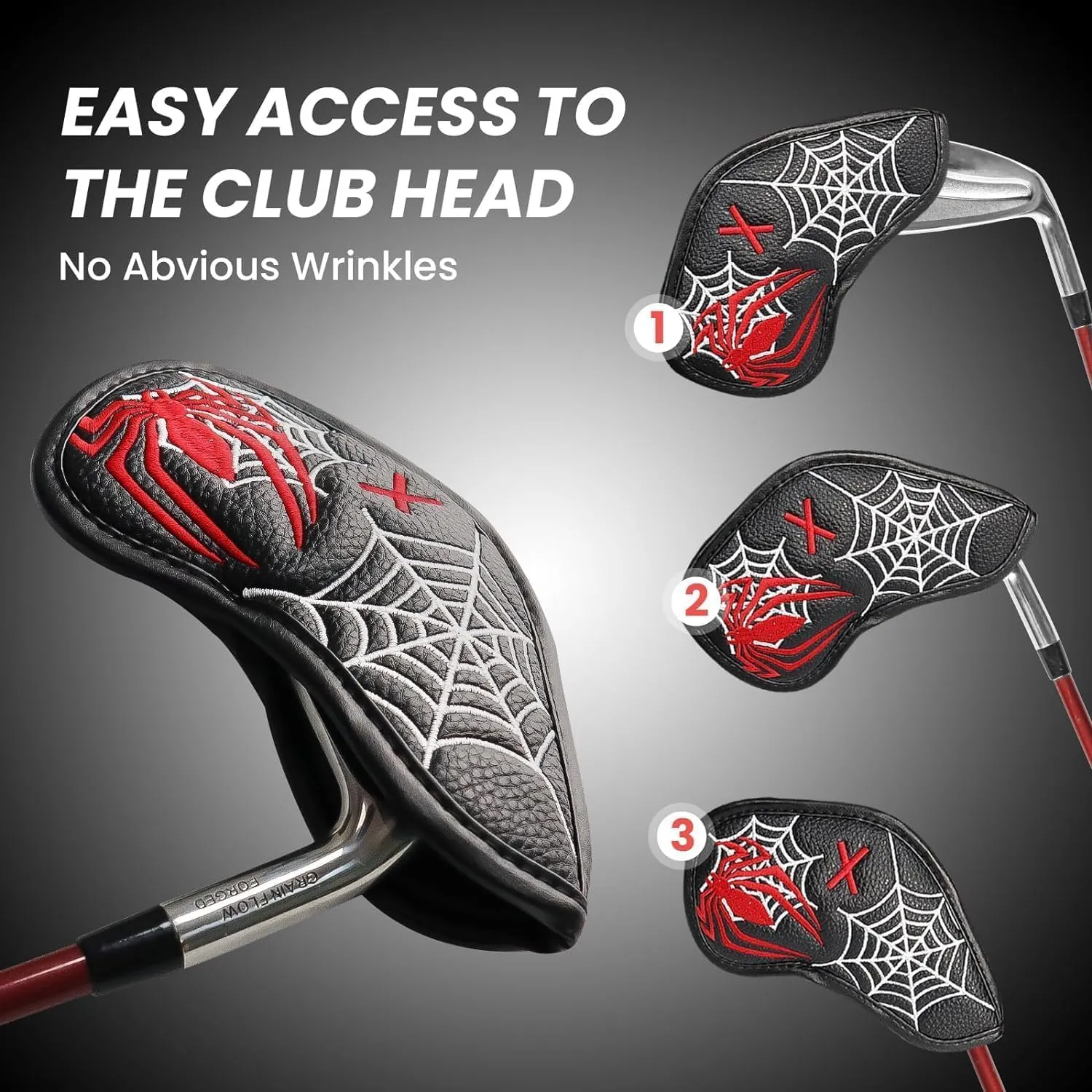 Golf Club Covers Iron Value 12 Pack Stylish Synthetic Leather Headcover, Embroidery Numbers Head Covers Universal Protector Fit Main Iron Wedge Clubs, Accessories Travel for Men Women