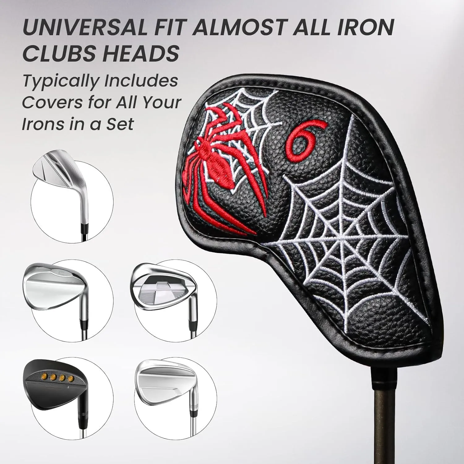 Golf Club Covers Iron Value 12 Pack Stylish Synthetic Leather Headcover, Embroidery Numbers Head Covers Universal Protector Fit Main Iron Wedge Clubs, Accessories Travel for Men Women
