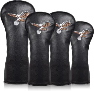 Golf Club Head Covers Set - Waterproof PU Leather Iron/Wood/Putter Headcovers (1,3,5, H Size) Premium Lightweight Golf Head Cover with Anti-Scratch Protection for Men & Women