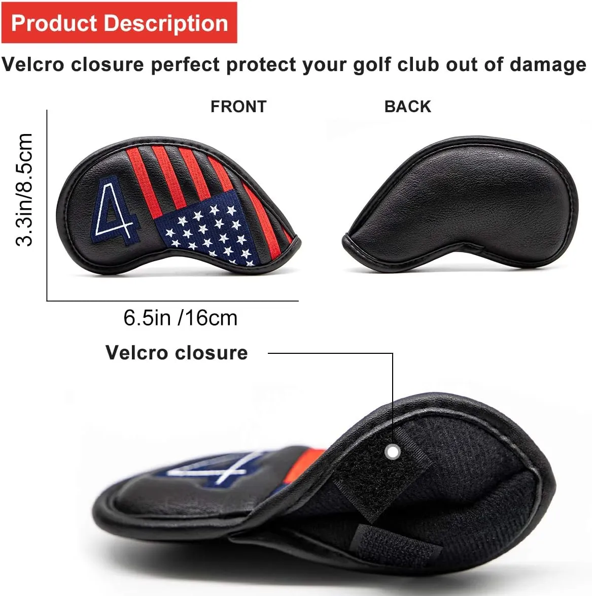 Golf Iron Head Covers Set Iron Headcover Wedge Cover Golf Iron Club Cover USA American Flag for PXG0311
