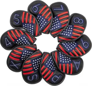 Golf Iron Head Covers Set Iron Headcover Wedge Cover Golf Iron Club Cover USA American Flag for PXG0311