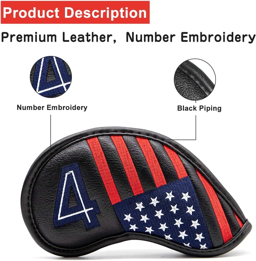 Golf Iron Head Covers Set Iron Headcover Wedge Cover Golf Iron Club Cover USA American Flag for PXG0311
