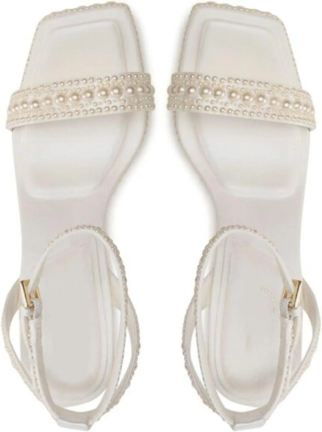 Goolita Womens Open Toe Pearl Platform Heels For Women Chunky Buckle Ankle Strap Wedding Heeled Sandals Dress Evening Bride Bridal Shoes