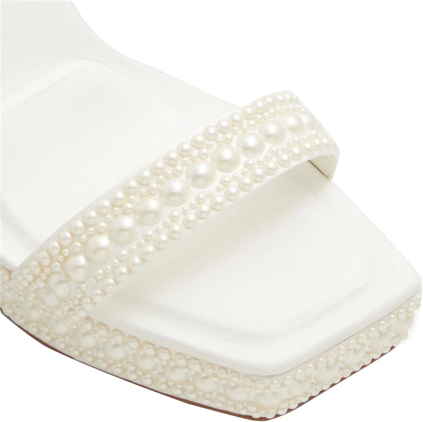 Goolita Womens Open Toe Pearl Platform Heels For Women Chunky Buckle Ankle Strap Wedding Heeled Sandals Dress Evening Bride Bridal Shoes