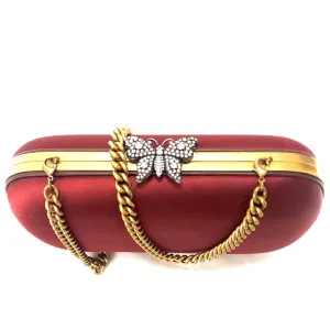 Gucci Broadway Butterfly Handbag Clutch in Burgundy