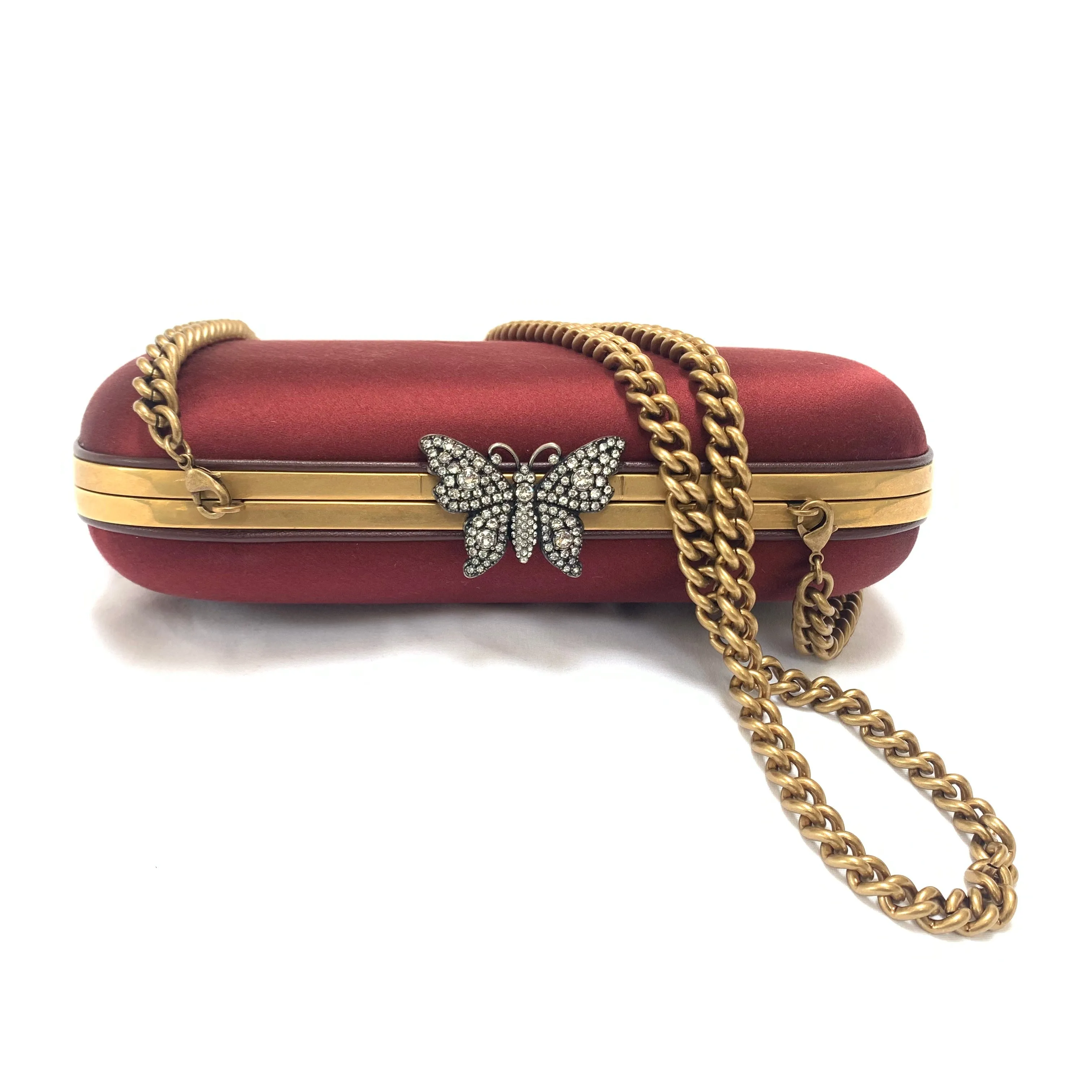 Gucci Broadway Butterfly Handbag Clutch in Burgundy