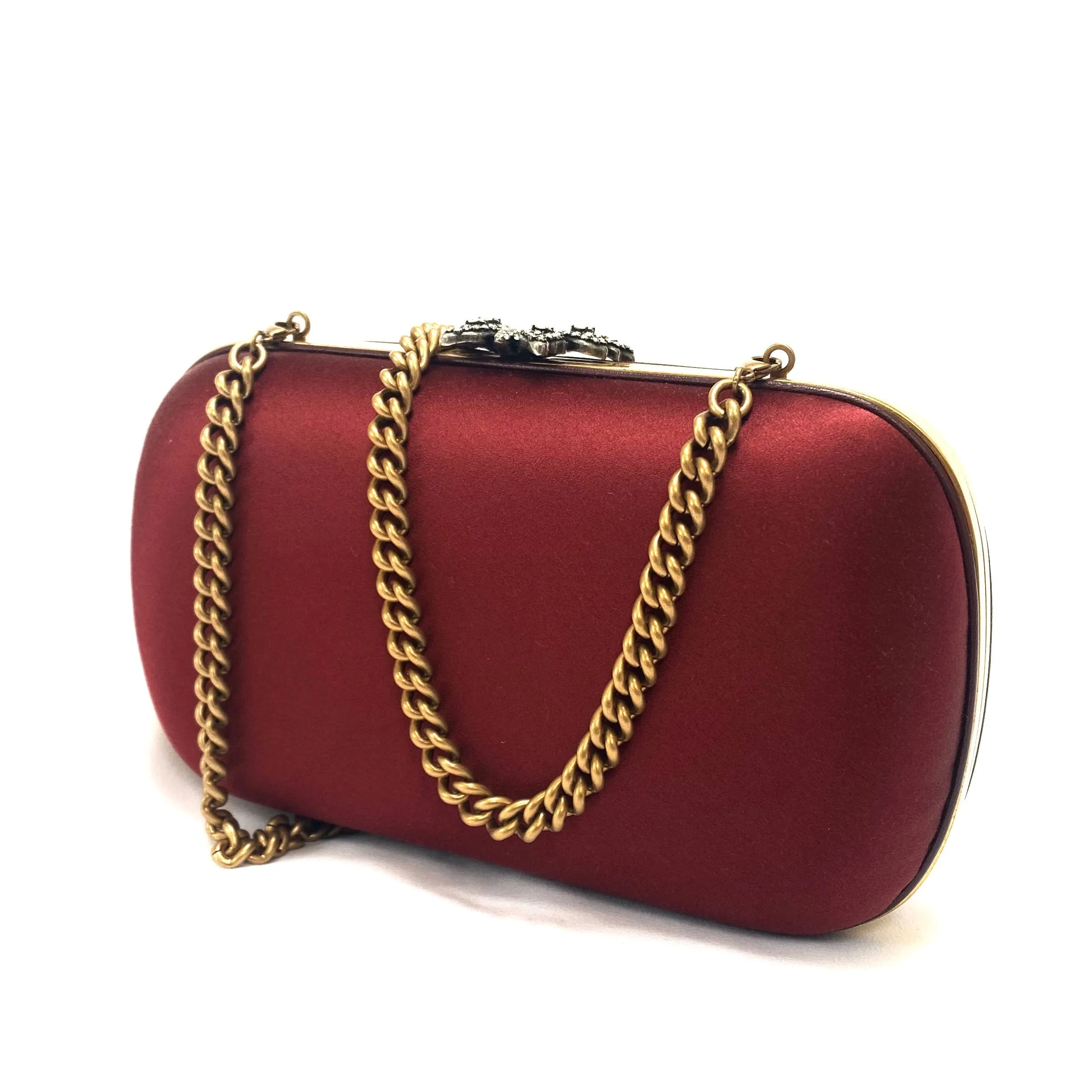 Gucci Broadway Butterfly Handbag Clutch in Burgundy
