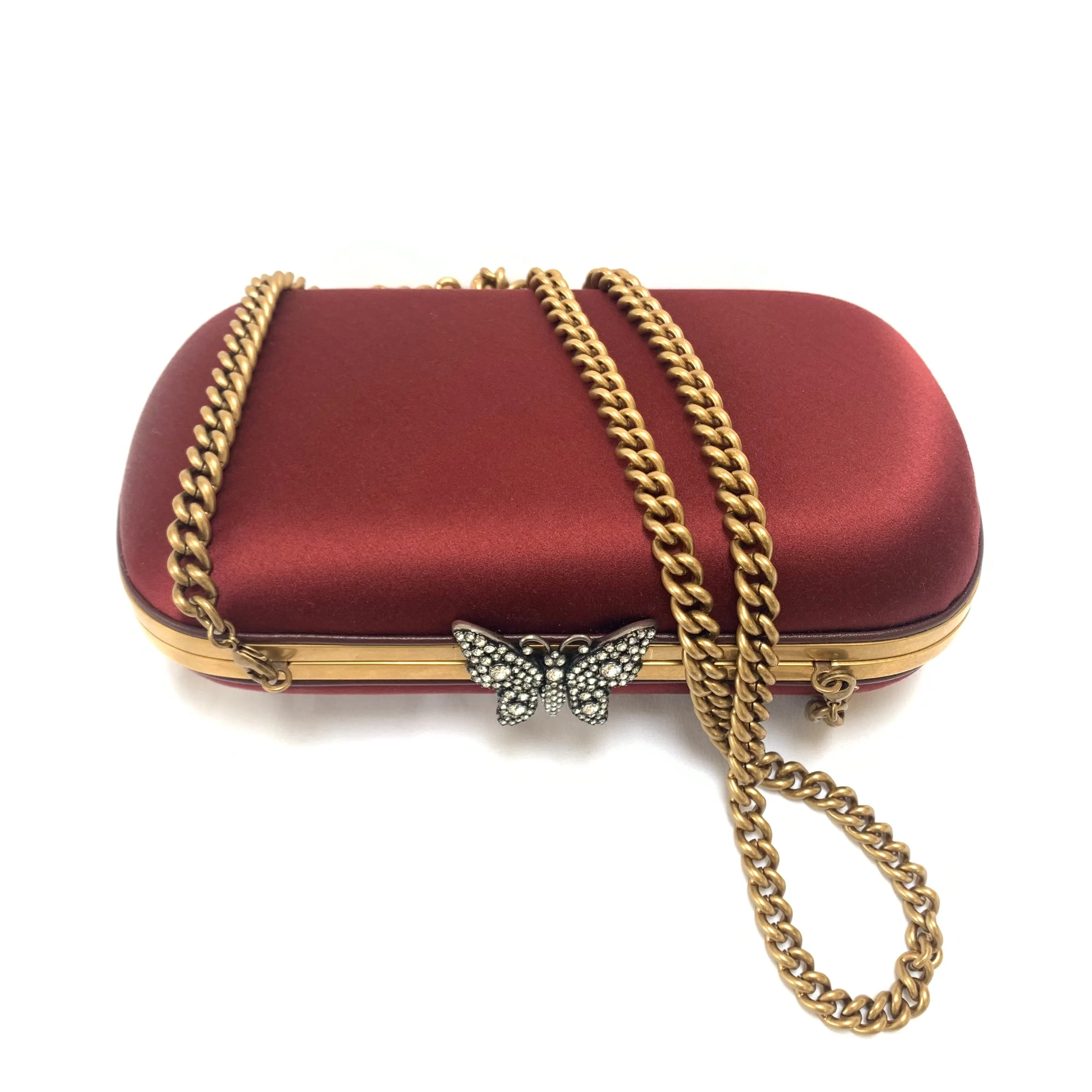 Gucci Broadway Butterfly Handbag Clutch in Burgundy