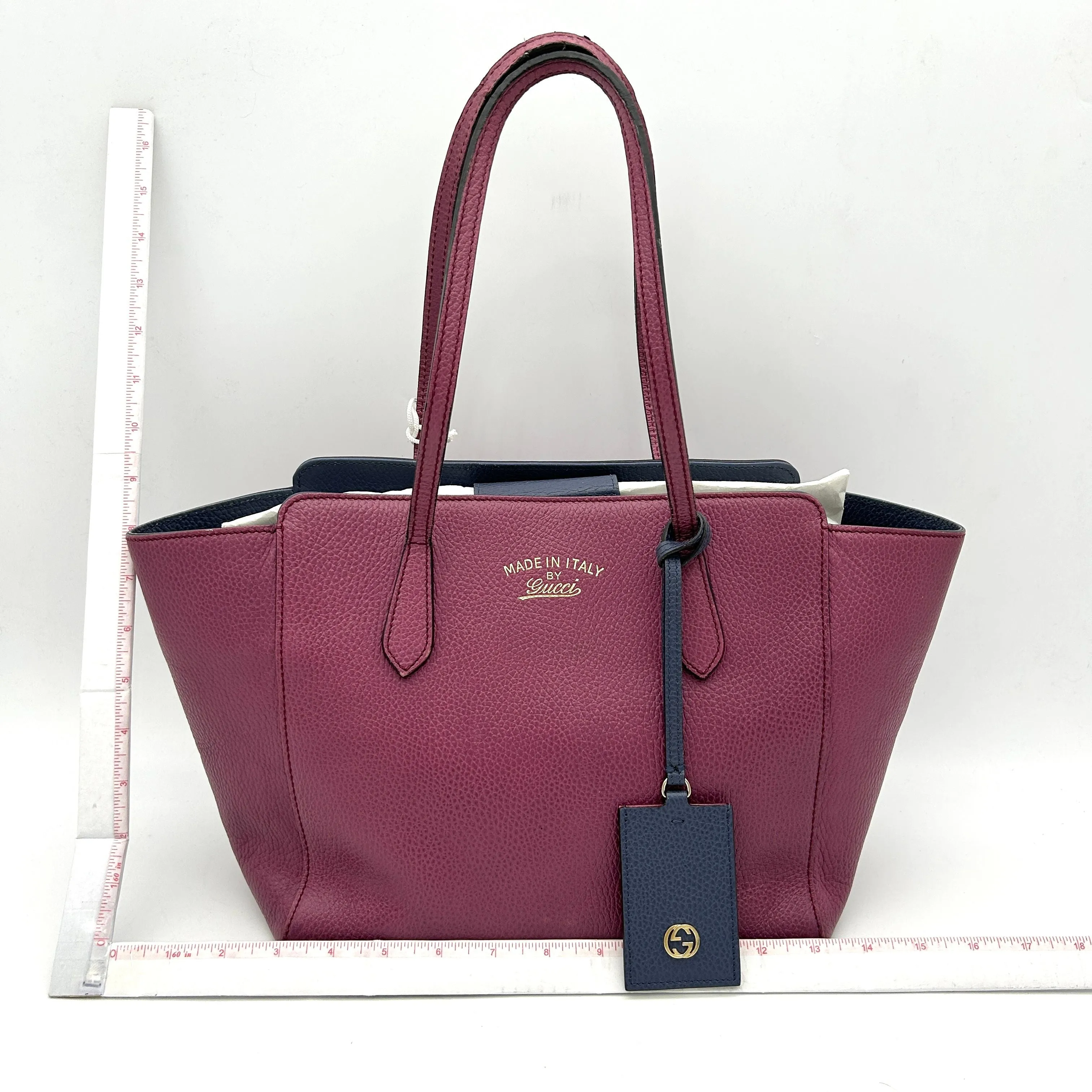 GUCCI Dollar Calfskin Small Swing Tote Peonia Flower Washed LA9737