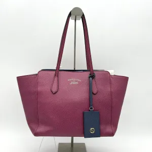 GUCCI Dollar Calfskin Small Swing Tote Peonia Flower Washed LA9737