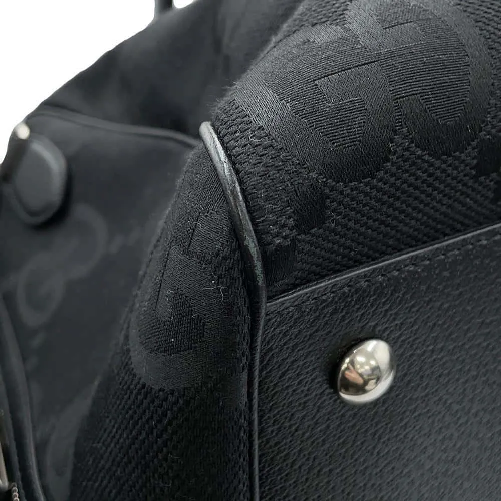 GUCCI Jumbo GG Duffle Travel Bag Black739625 Canvas Leather