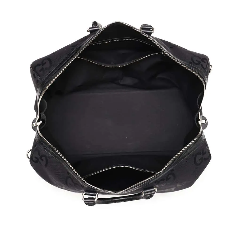 GUCCI Jumbo GG Duffle Travel Bag Black739625 Canvas Leather