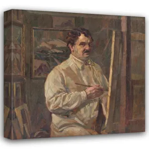 Gustáv Mallý 15x15 Gallery Wrapped Canvas Museum Art Print Titled: Self-Portrait (1924-1925)