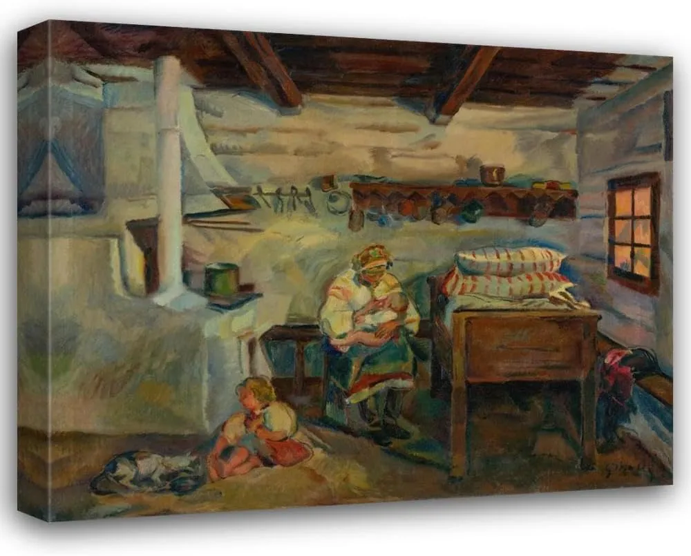 Gustáv Mallý 18x15 Gallery Wrapped Canvas Museum Art Print Titled: Ždiar Room (1934)