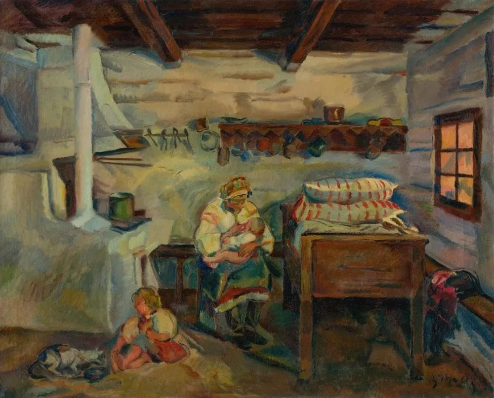 Gustáv Mallý 18x15 Gallery Wrapped Canvas Museum Art Print Titled: Ždiar Room (1934)