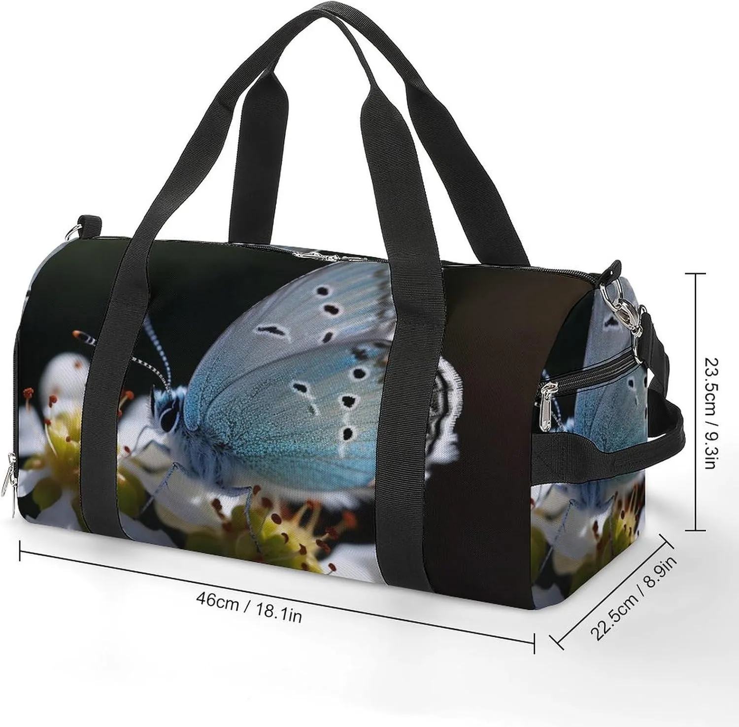 Gym Bag Butterfly Lingering on Flower Duffel Bag for Men Women Travel Overnight Bag with Shoe Compartment Workout Bags