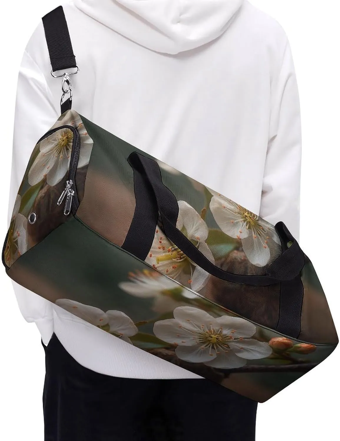 Gym Bag Flowers on Table Duffel Bag for Men Women Travel Overnight Bag with Shoe Compartment Workout Bags