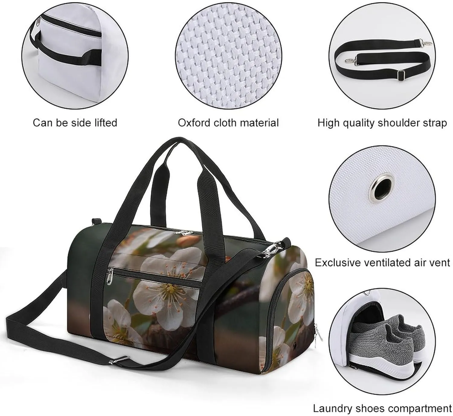 Gym Bag Flowers on Table Duffel Bag for Men Women Travel Overnight Bag with Shoe Compartment Workout Bags