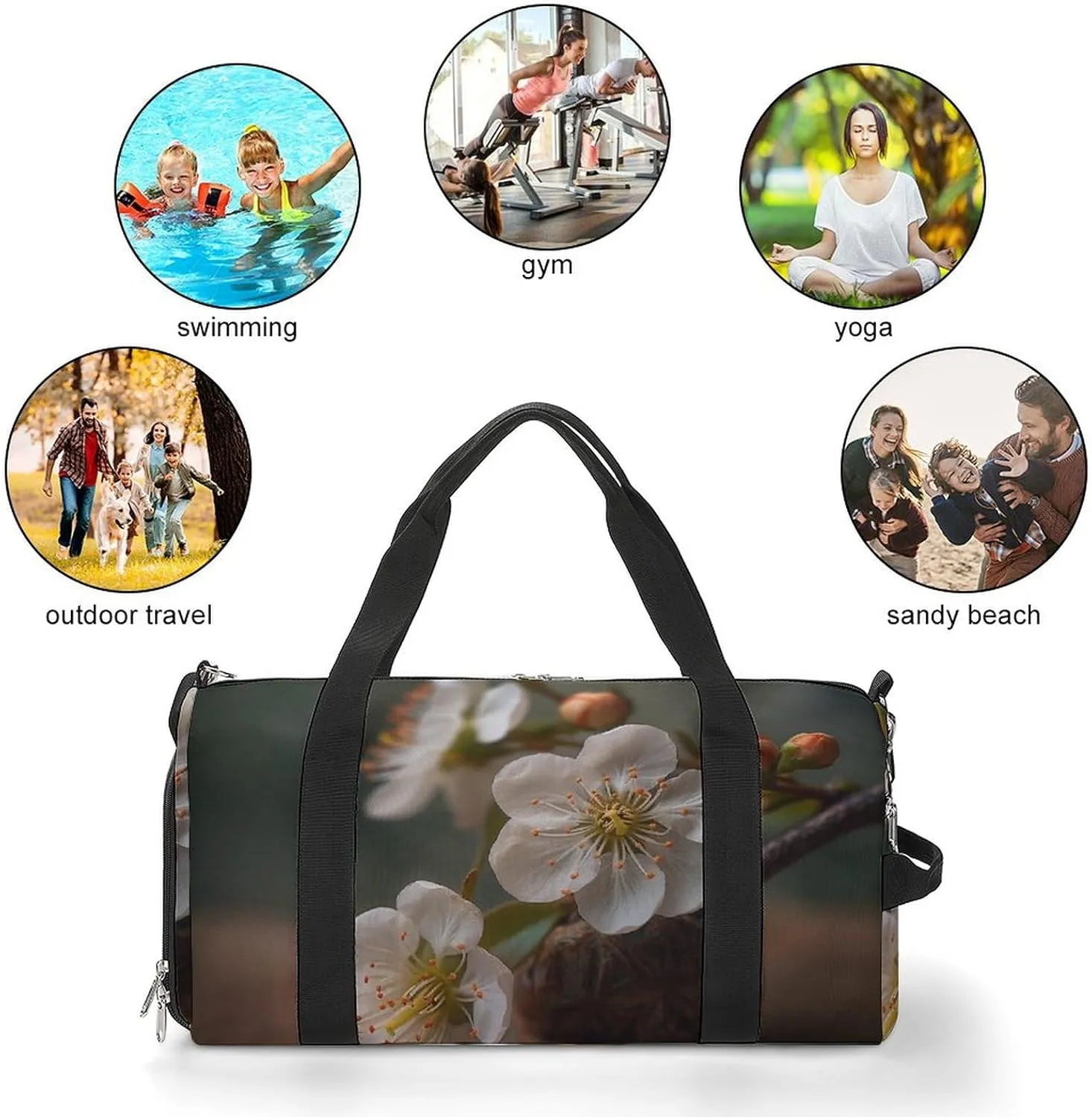 Gym Bag Flowers on Table Duffel Bag for Men Women Travel Overnight Bag with Shoe Compartment Workout Bags