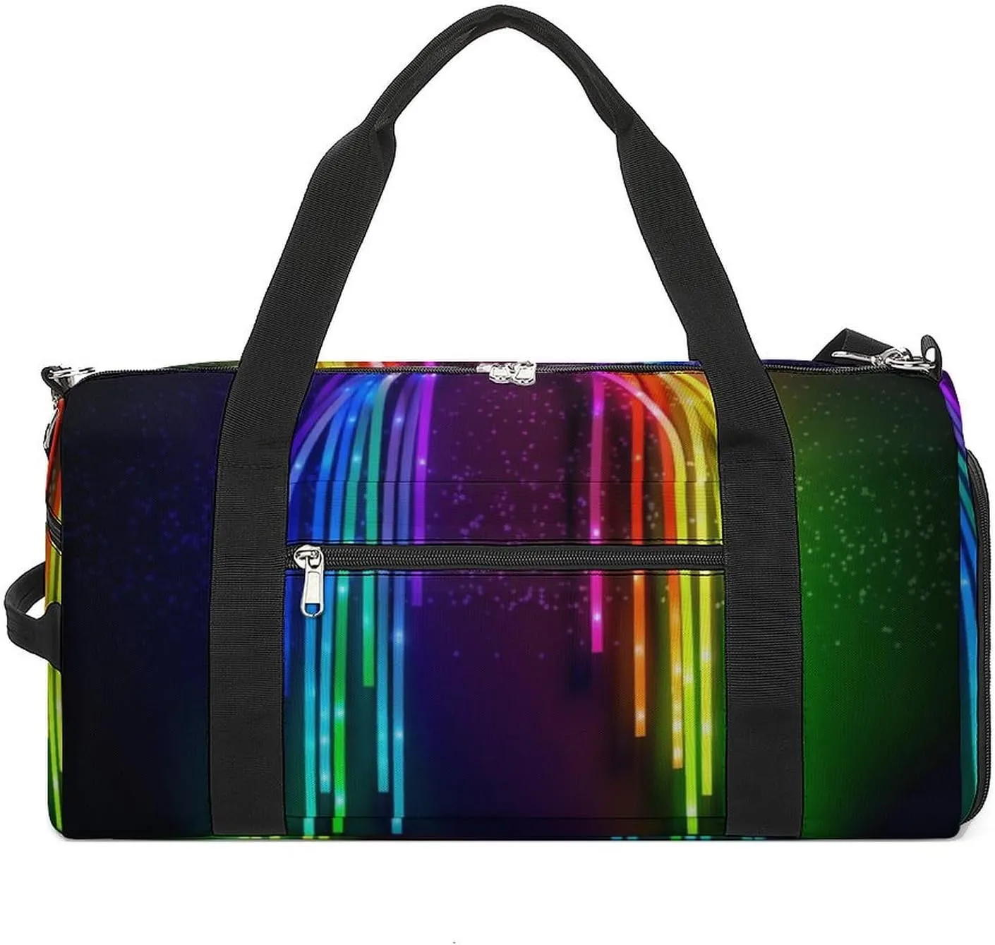 Gym Bag Rainbow Neon Duffel Bag for Men Women Overnight Bag with Shoe Compartment Workout Bags