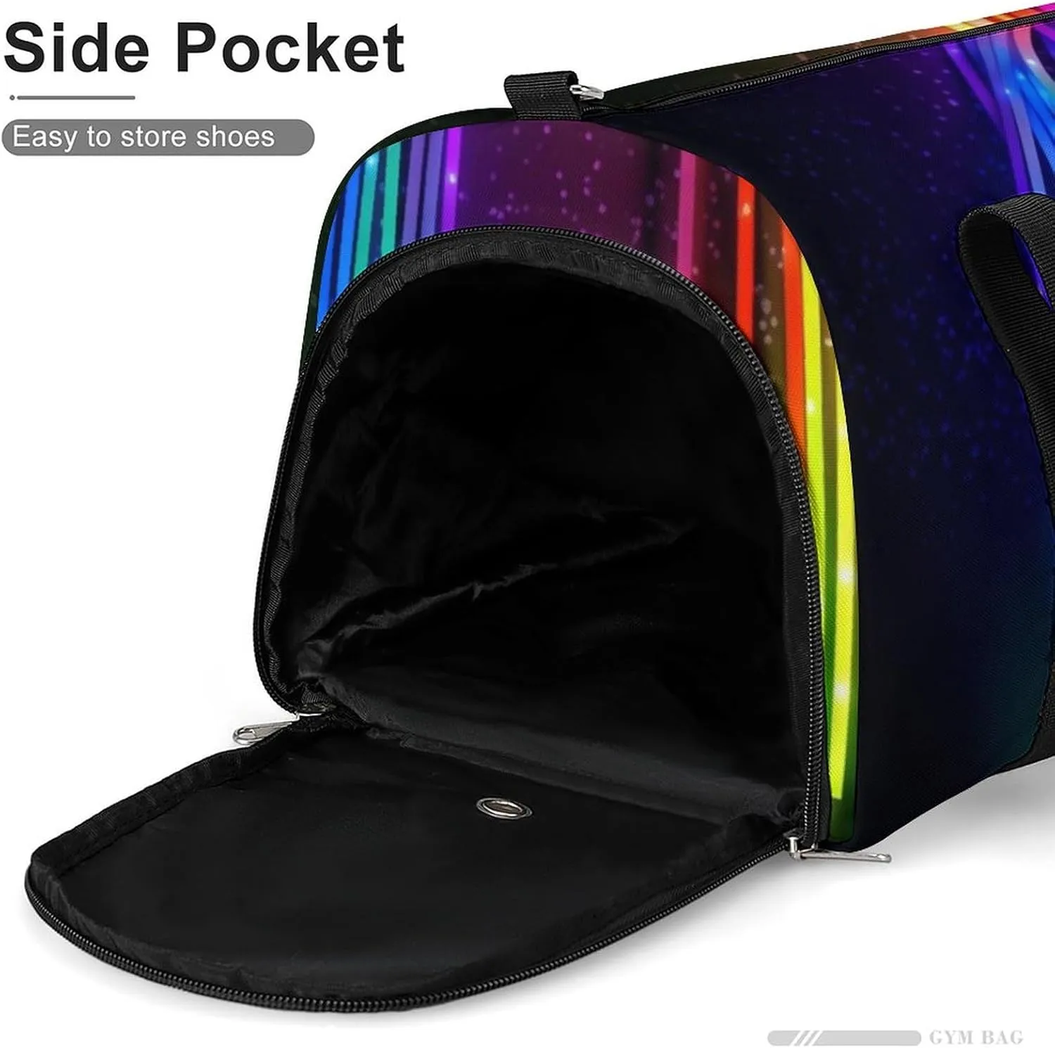 Gym Bag Rainbow Neon Duffel Bag for Men Women Overnight Bag with Shoe Compartment Workout Bags