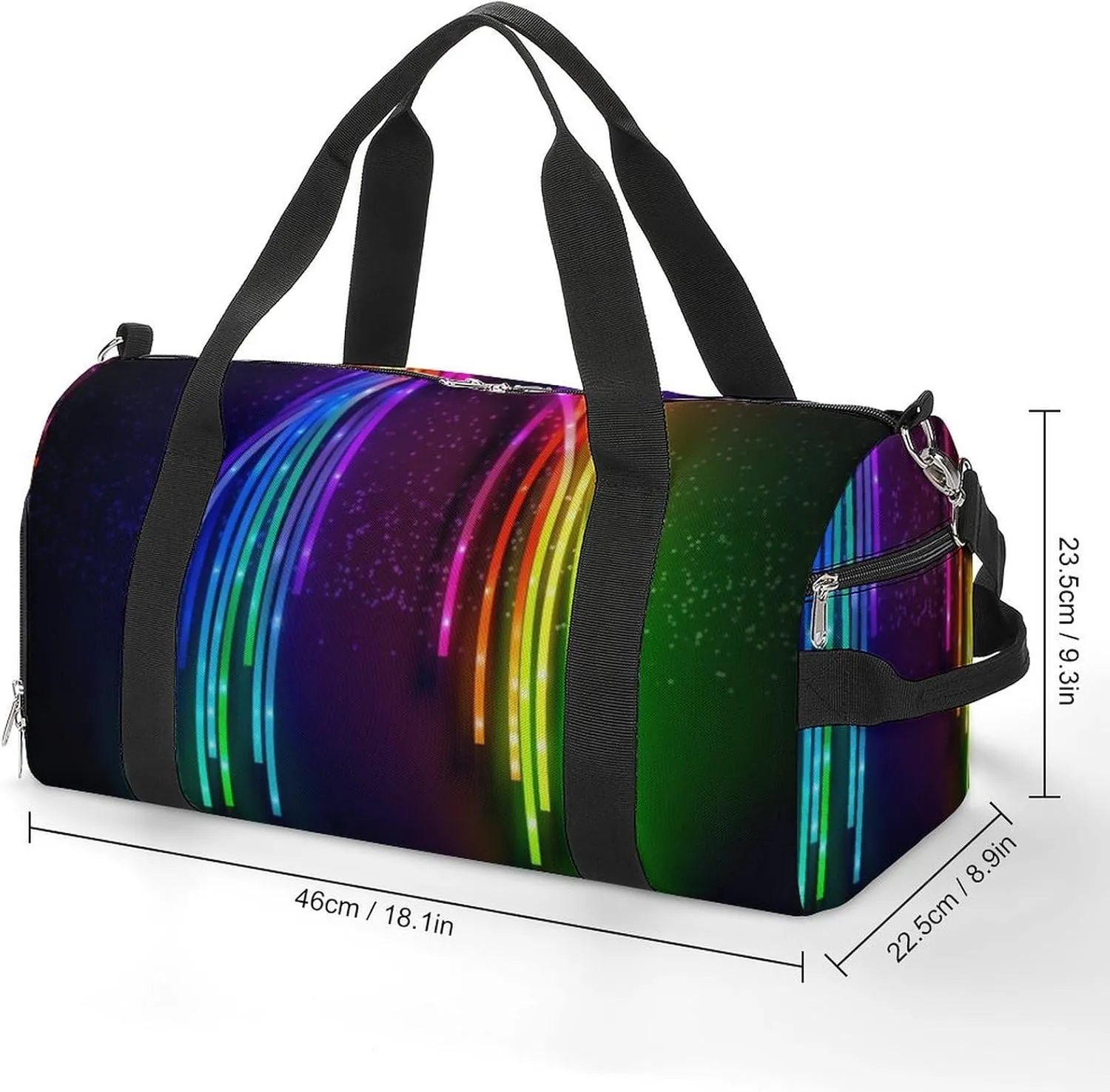 Gym Bag Rainbow Neon Duffel Bag for Men Women Overnight Bag with Shoe Compartment Workout Bags