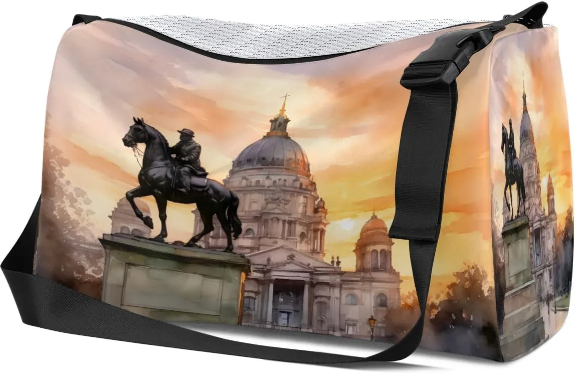 Gym Bags for Men 14.8 Inch Lightweight Carry On Bags for Airplanes Waterproof Duffle Bag for Travel, City Castle Beauty Print