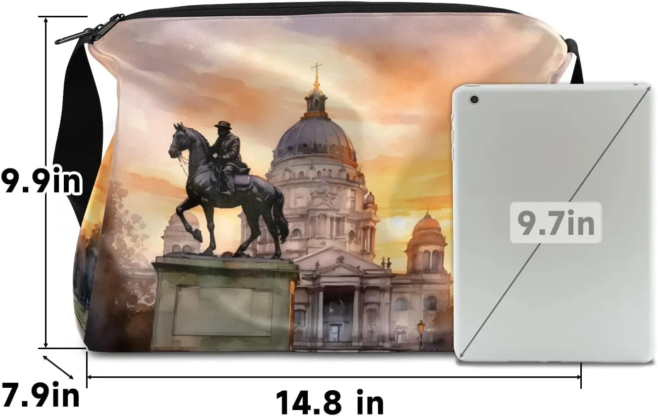 Gym Bags for Men 14.8 Inch Lightweight Carry On Bags for Airplanes Waterproof Duffle Bag for Travel, City Castle Beauty Print